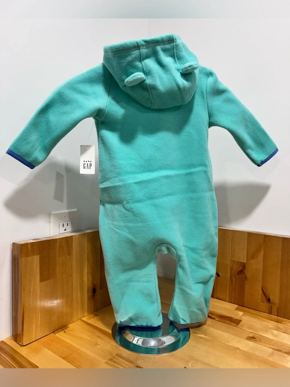 Baby GAP Teal Fleece Hooded One-Piece